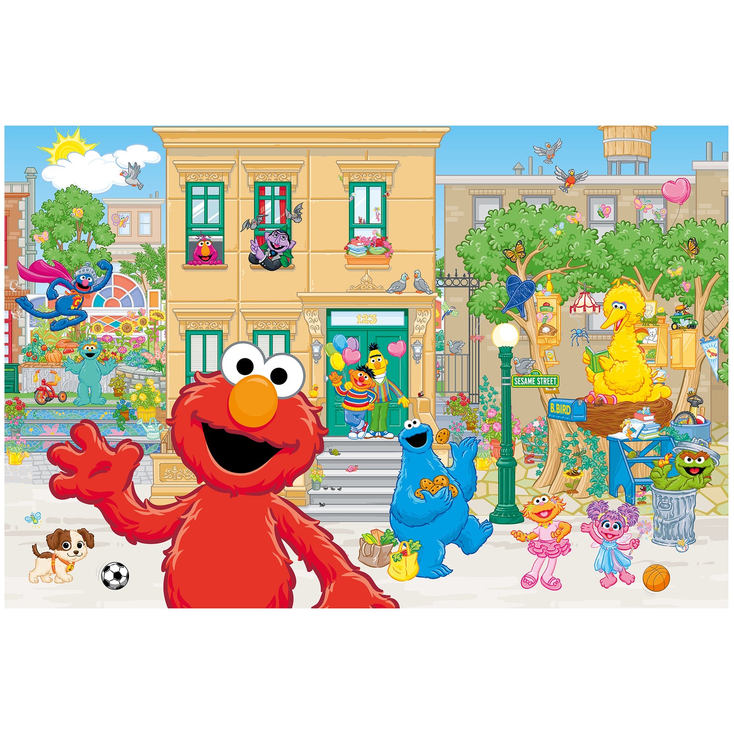 Sesame Street 194pc Puzzle featuring Elmo, Big Bird, and friends on colorful street scene