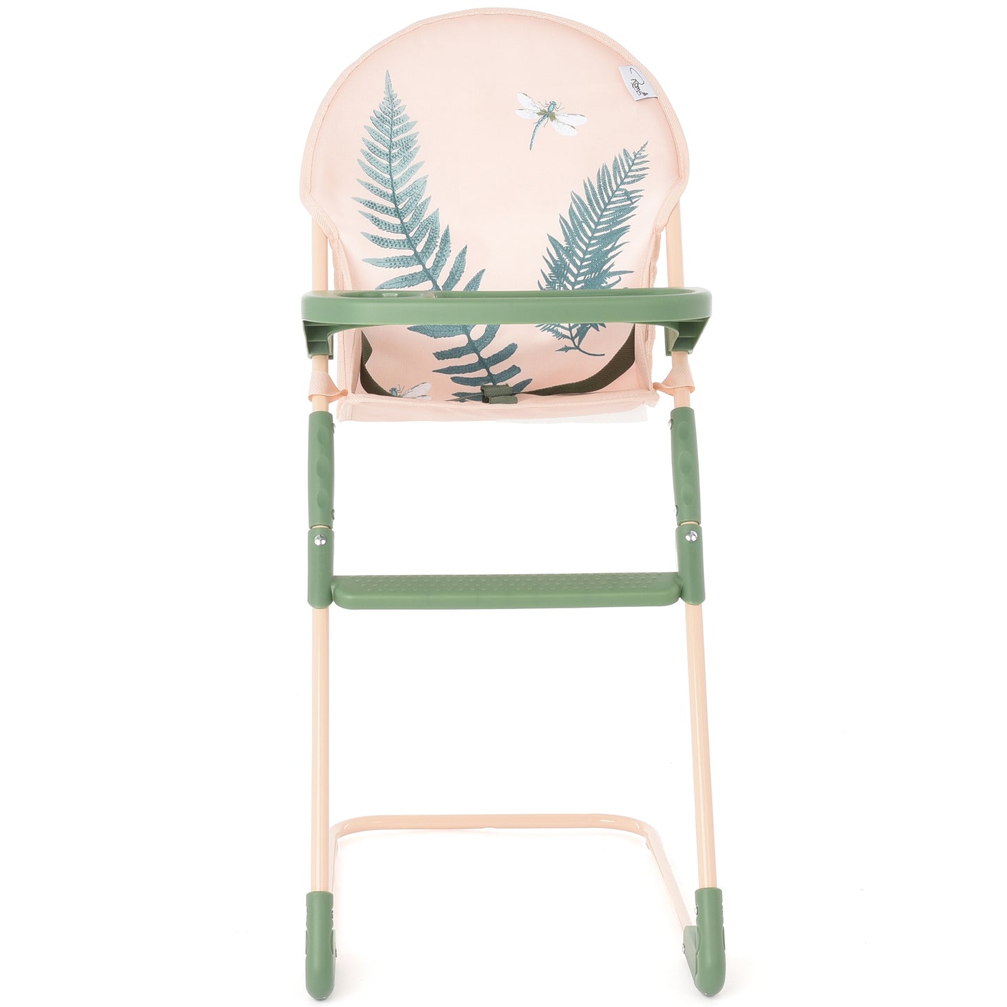 Roma RHS High Chair in Fern with pink seat and green legs, featuring fern leaf design