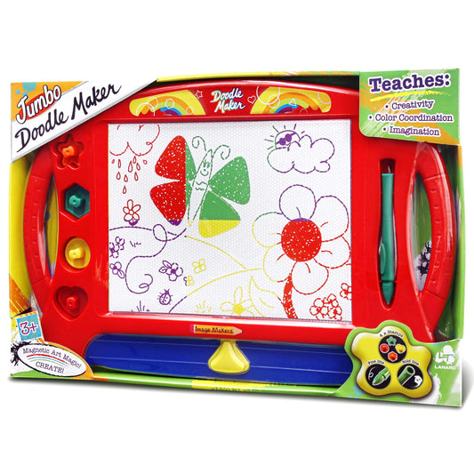 Lanard Jumbo Doodle Maker magnetic drawing board with colorful stamps and pen for creative play
