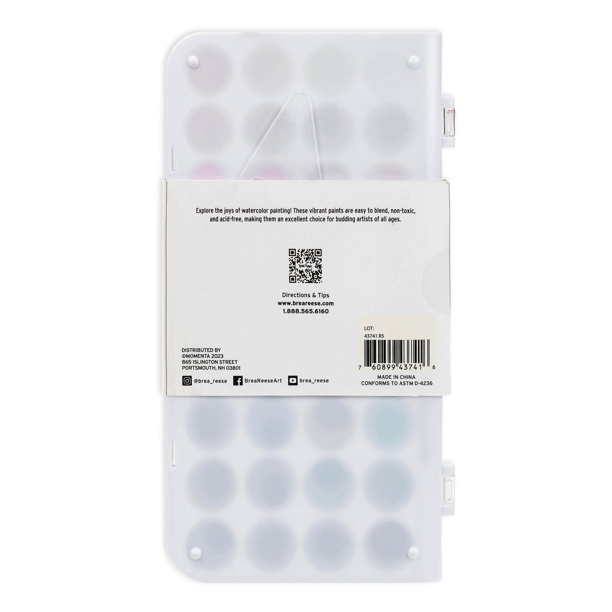 Brea Reese Essential Watercolor Paint Set with 36 vibrant colors and brush in clear palette case