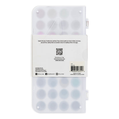 Brea Reese Essential Watercolor Paint Set with 36 vibrant colors and brush in clear palette case