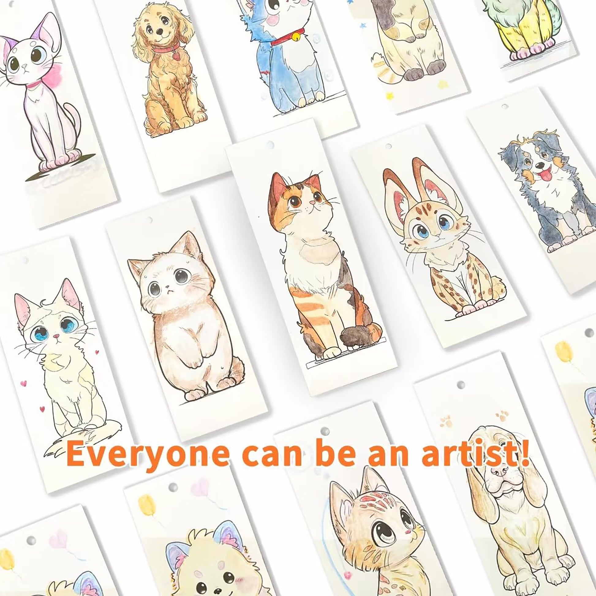 COIPLAY Watercolor Art Kit - Meow & Bark with cute cat and dog illustrations