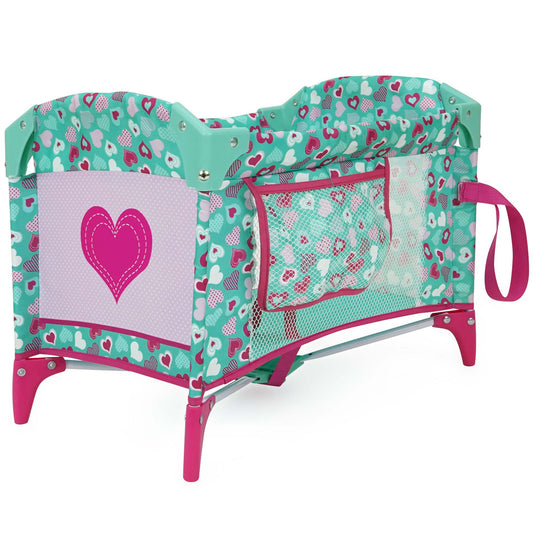 Dream n' Fun Doll Play Yard in mint green with pink hearts and heart design