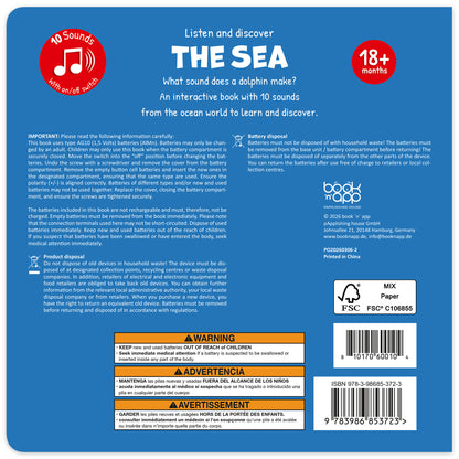 book 'n' app The Sea interactive sound book with 10 sounds and on/off switch for ages 18+ months