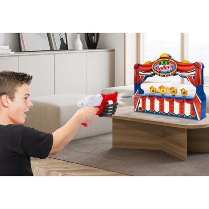 Duck Shooting Gallery electronic arcade toy with red, blue, and yellow targets