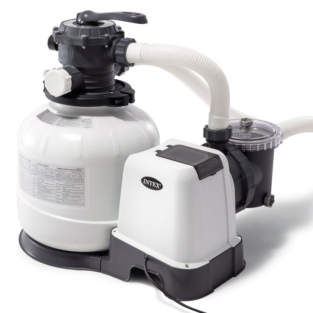 Intex 2800 GPH Sand Filter Pump with GFCI, white and black pool filtration system