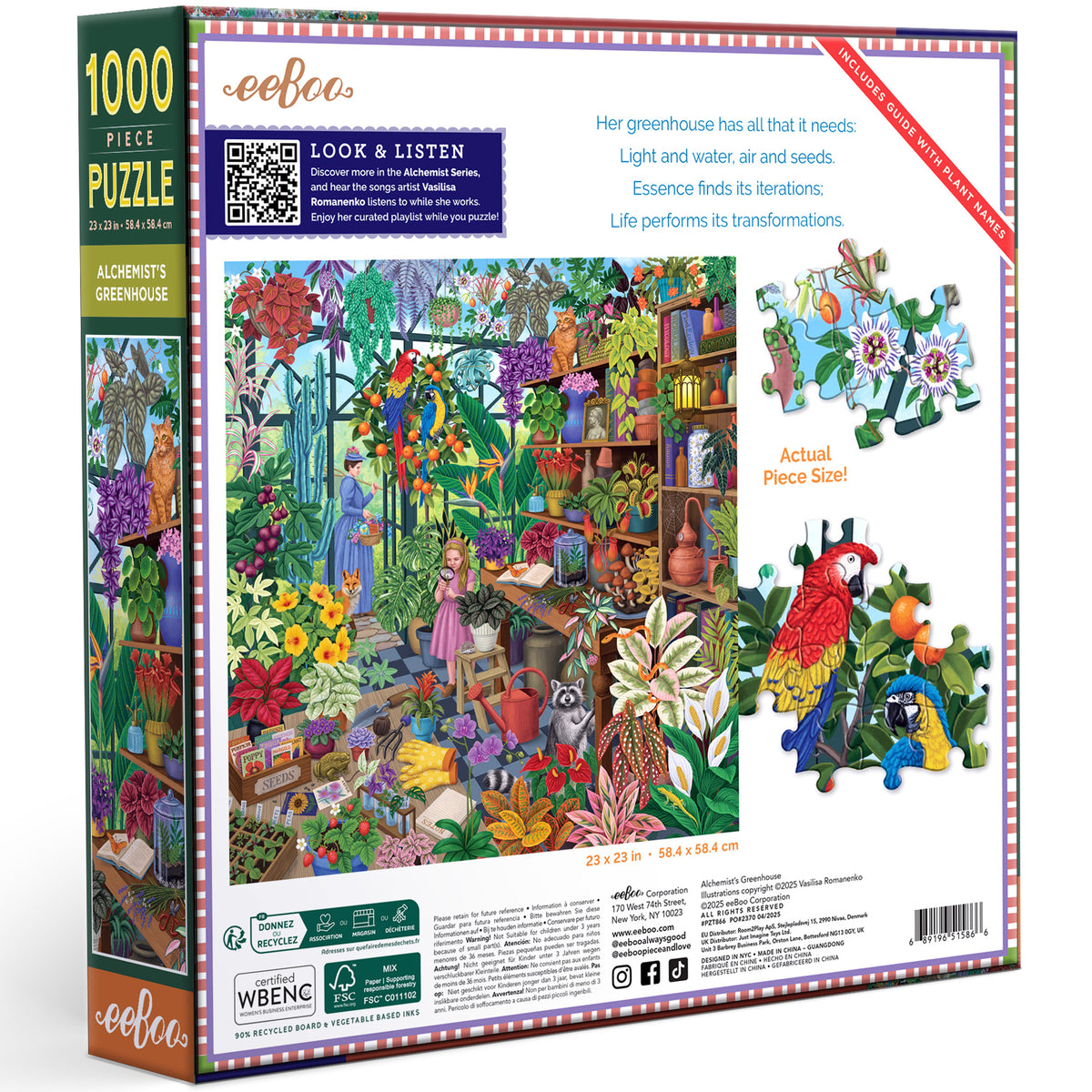 eeBoo Alchemist's Greenhouse 1000 Piece Jigsaw Puzzle with colorful botanical illustration