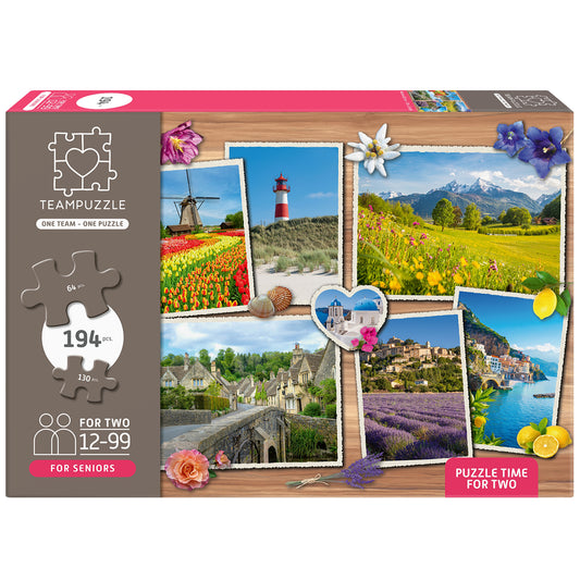 TEAMPUZZLE Dream Destinations 194pc puzzle with two difficulty levels for two players