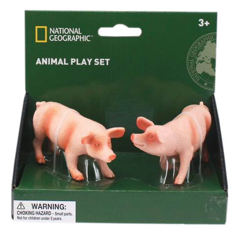 National Geographic Animal Play Set with two pink pig figurines in packaging