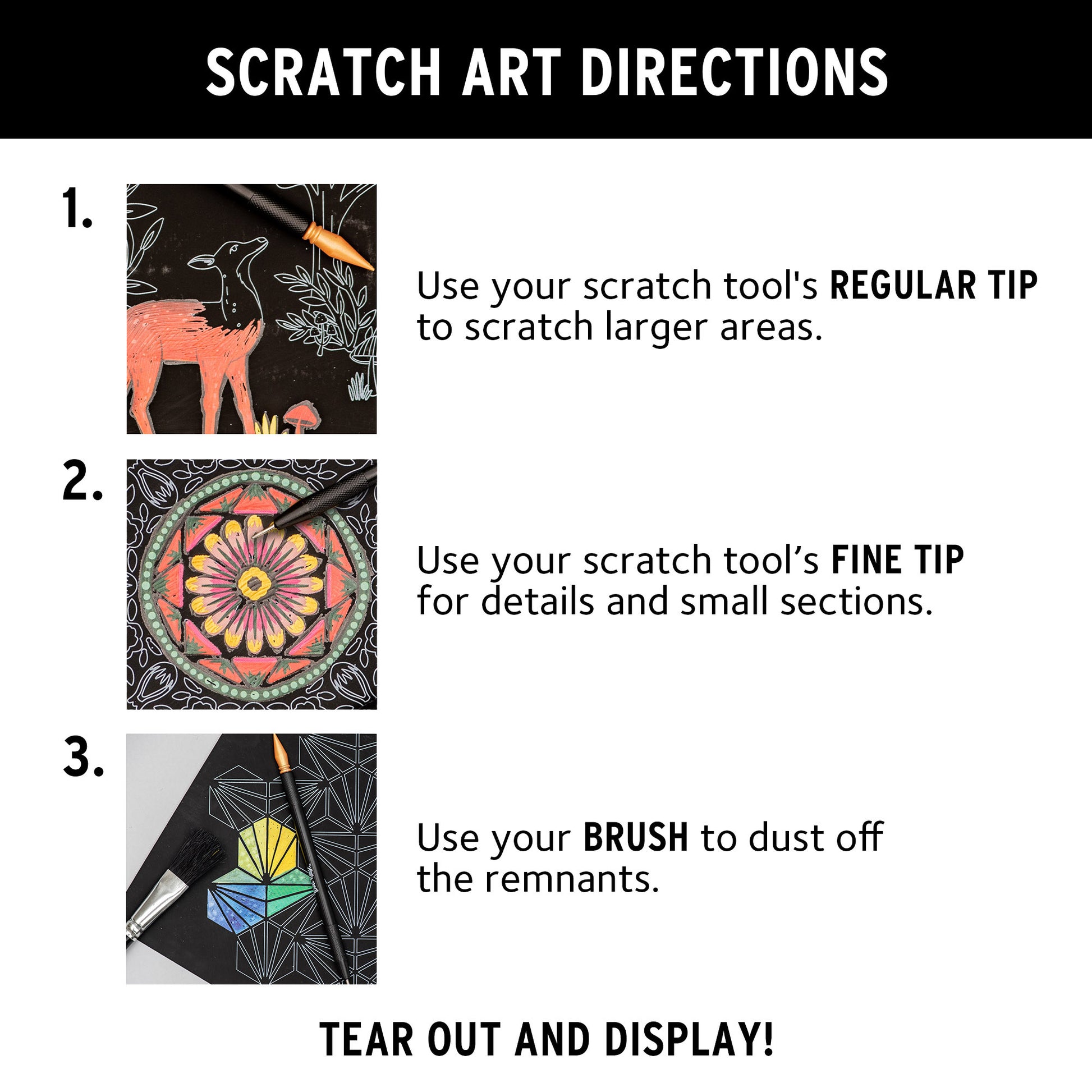 Scratch Art Paper Pad Nature with colorful revealed designs and scratch tool