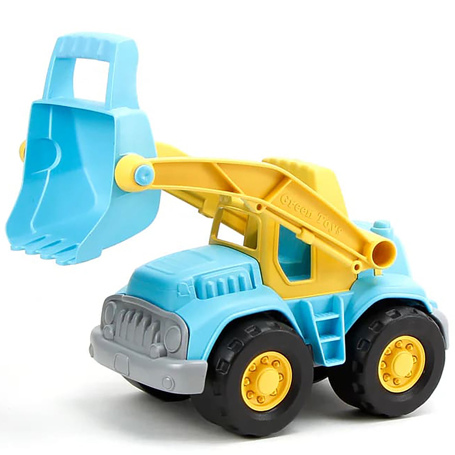 Blue and yellow Loader Truck toy with articulated bucket arm and yellow wheels