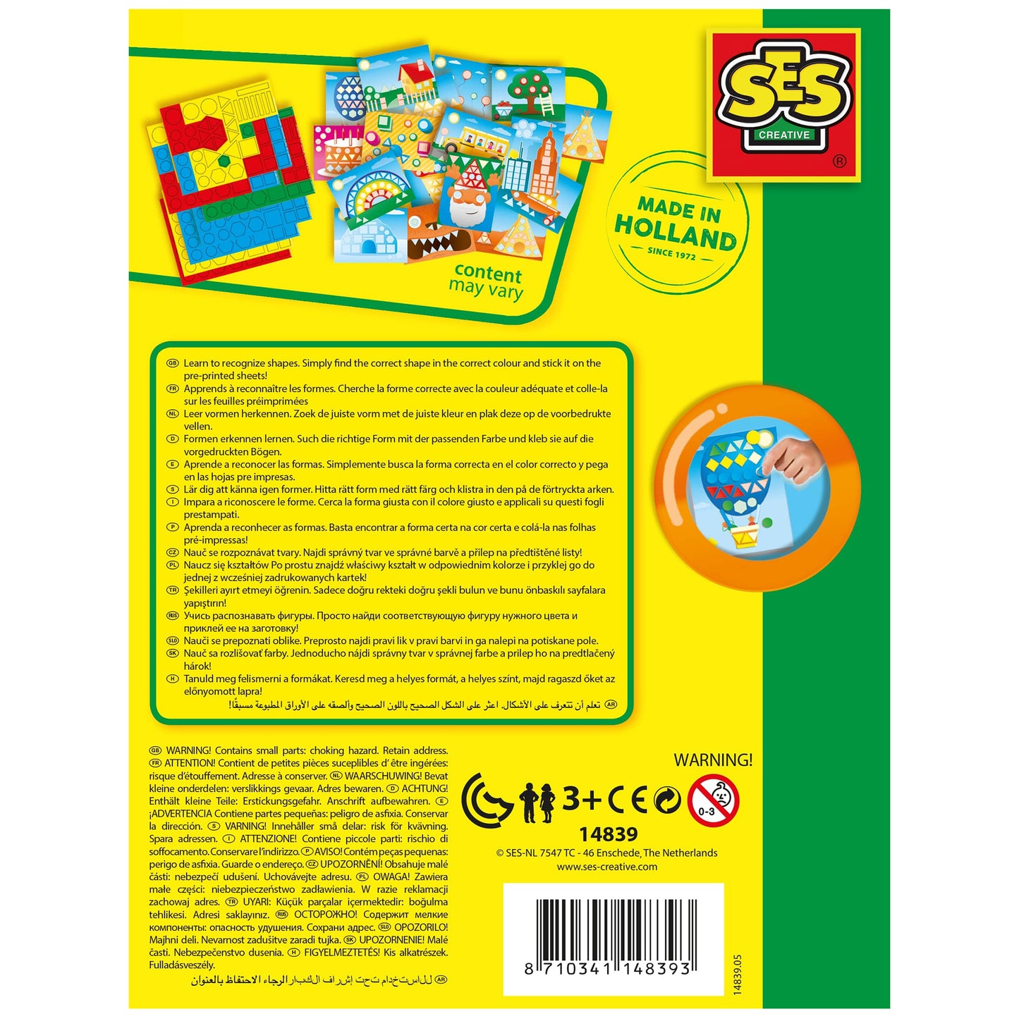 SES Creative I'm Learning to Recognize Shapes - Shape Matching Mosaic Play Set - 300+ Stickers, Vibrant Scenes for Toddlers 3+