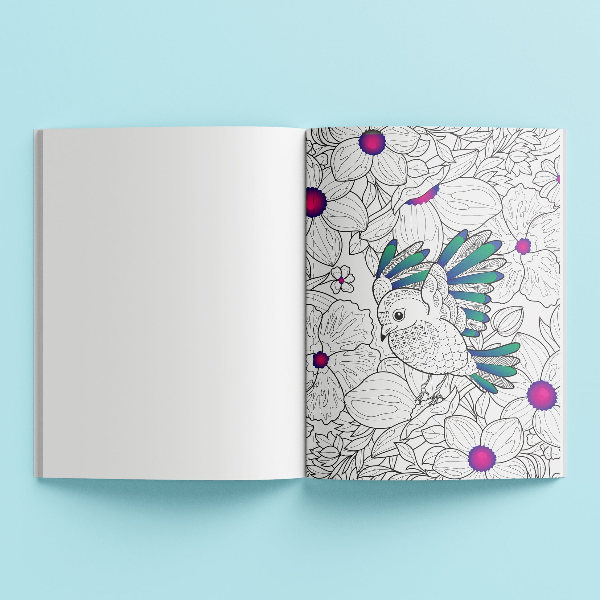 Art Marker: Pop Velvet - Botanicals coloring book with cockatoo and flowers