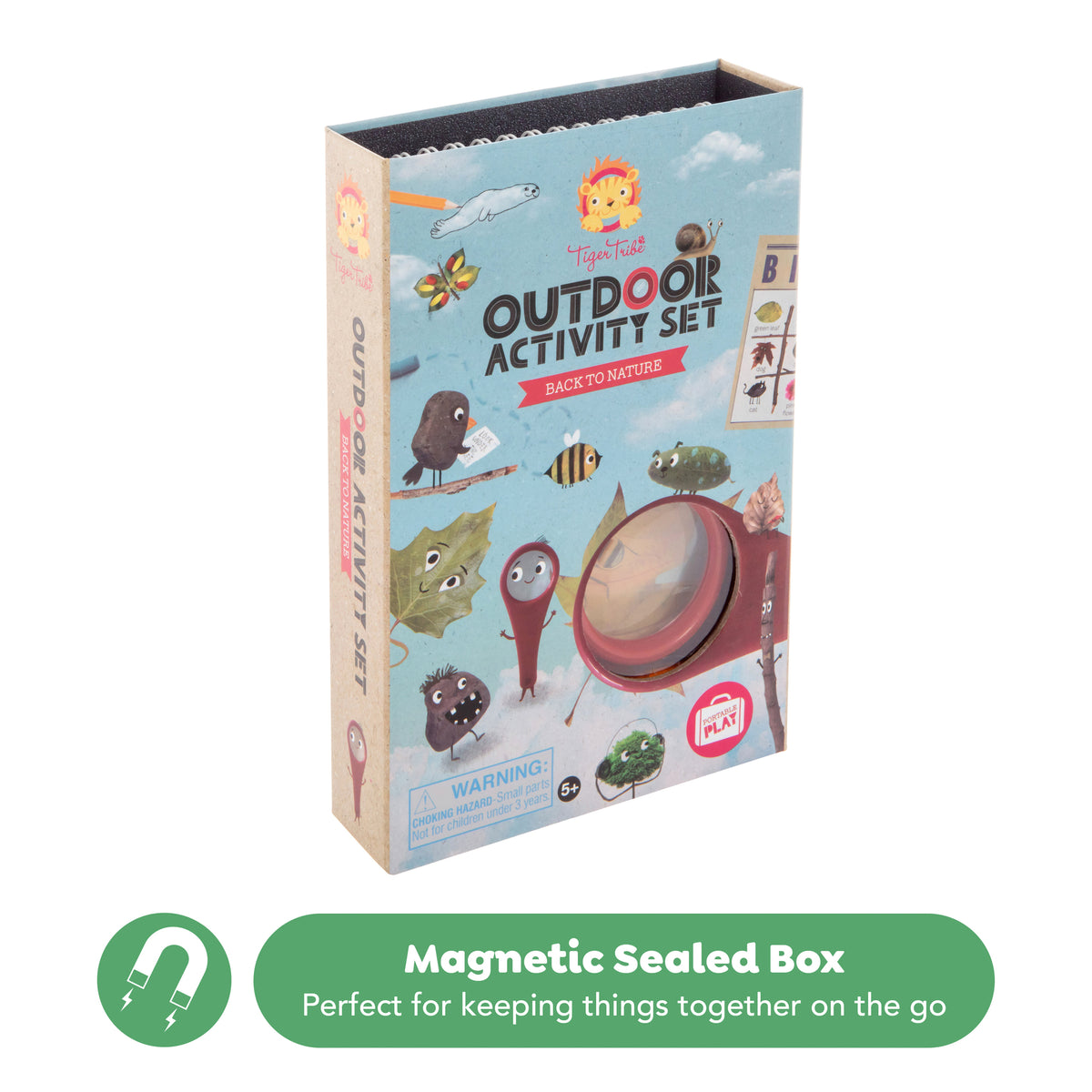Tiger Tribe Outdoor Activity Set: Back to Nature box with magnifying glass, activity book, and nature-themed illustra...