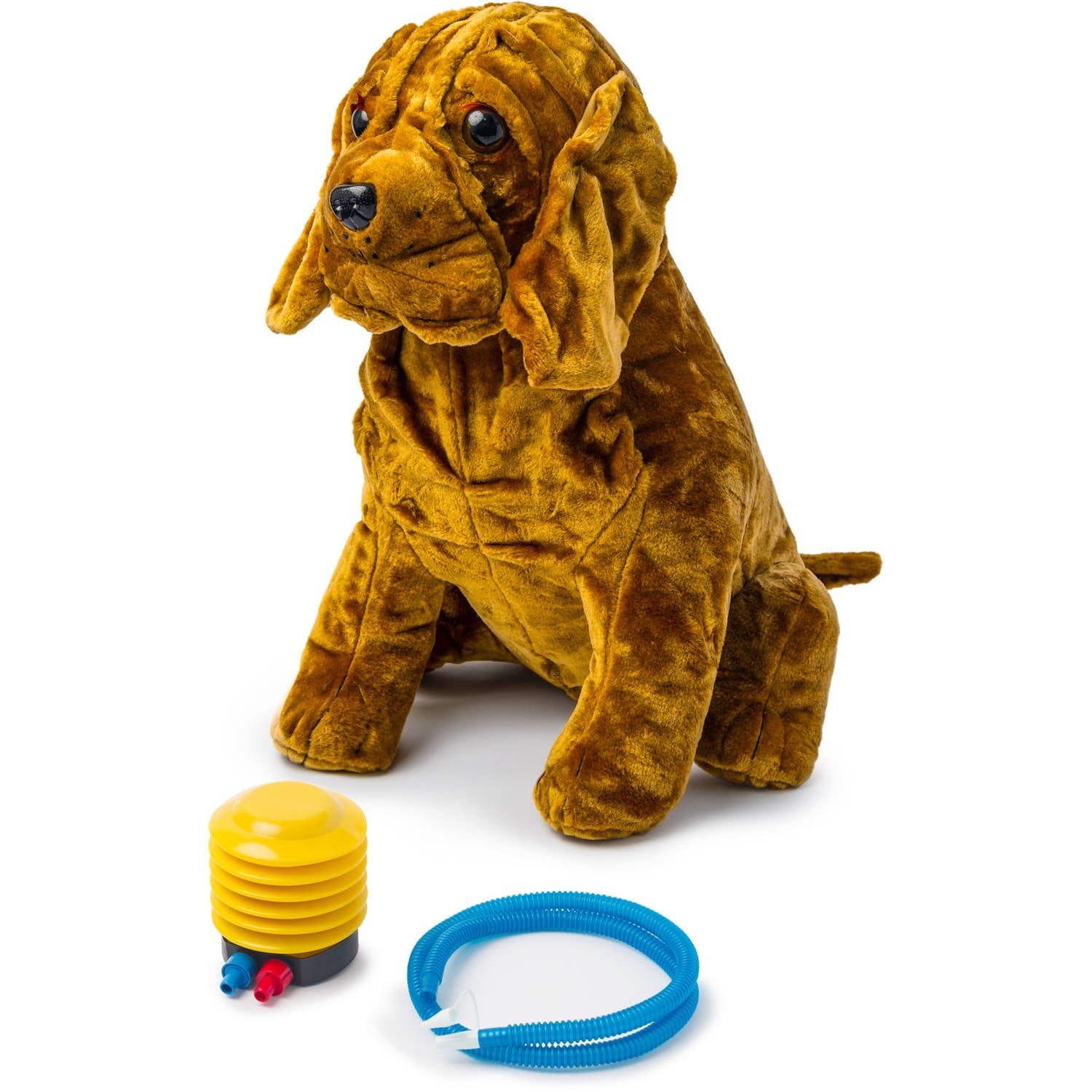 Good Air Stuffed Plush Shar Pei dog toy in golden yellow with accessories