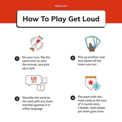Tragos Get Loud Bilingual Word Guessing Party Game, Age 8+