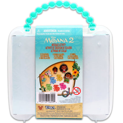 Moana 2 Necklace Activity Set with beads, charms, and colorful crafting supplies in turquoise packaging