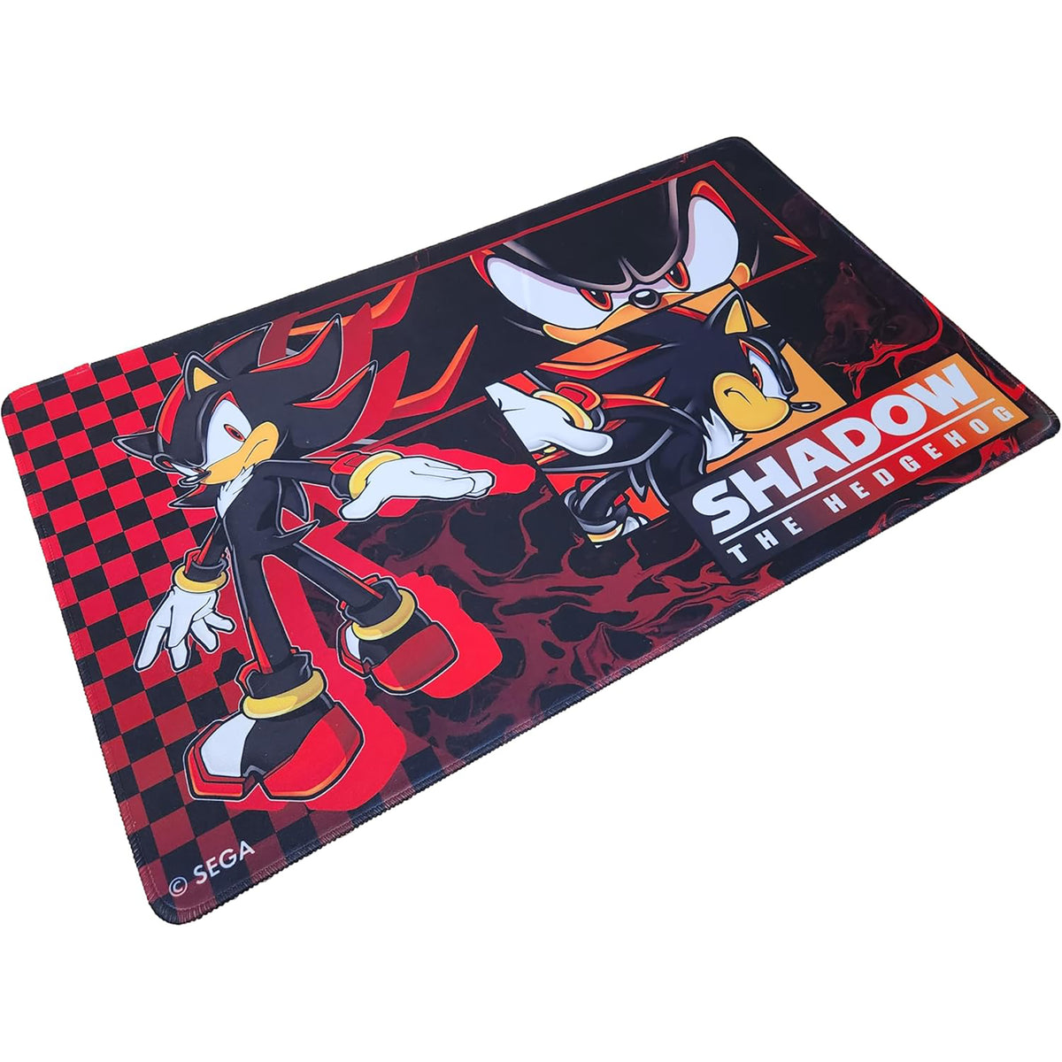 Shadow the Hedgehog neoprene playmat with red and black checkered design