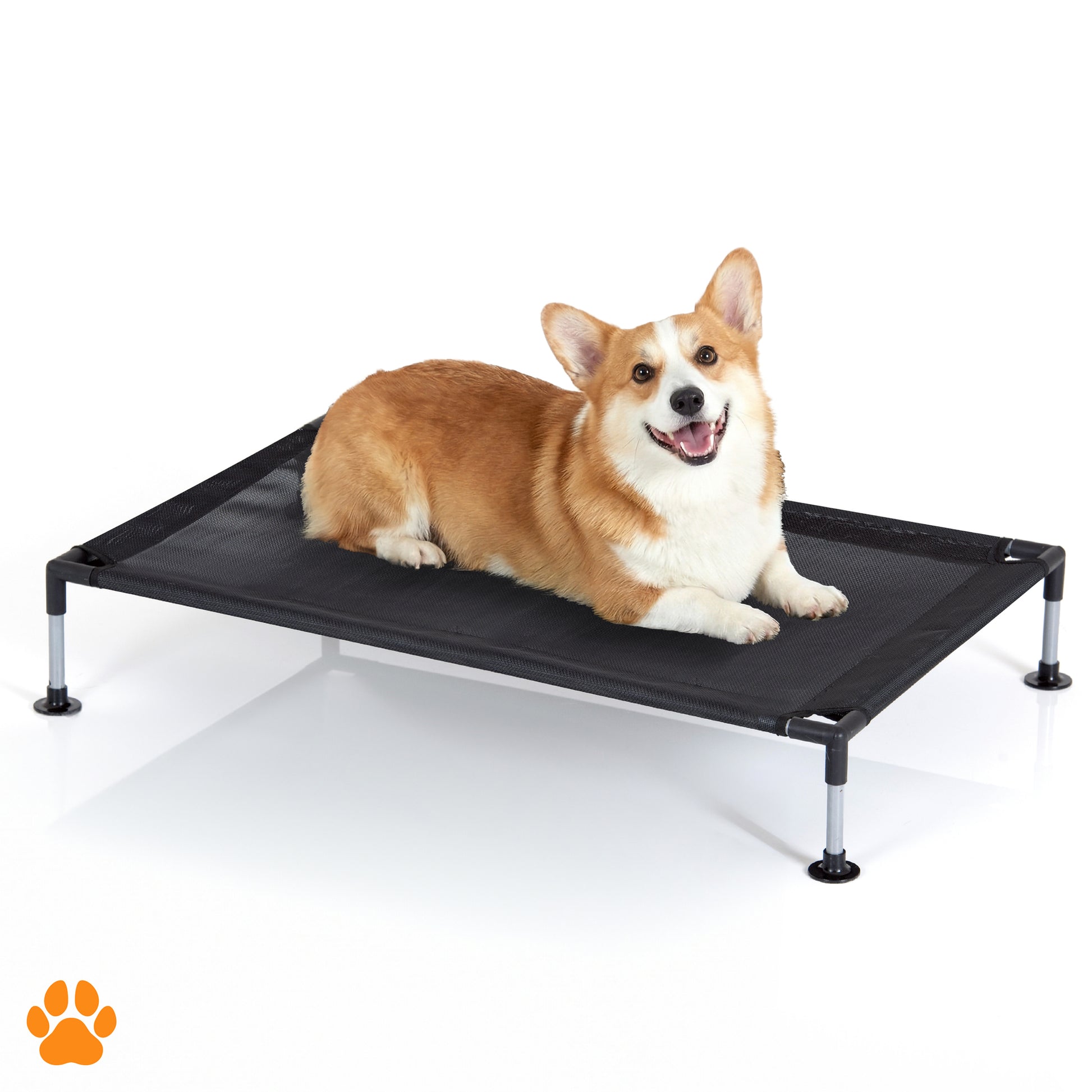 COOLA Pet Bed Large black dog lounger with corgi lying down
