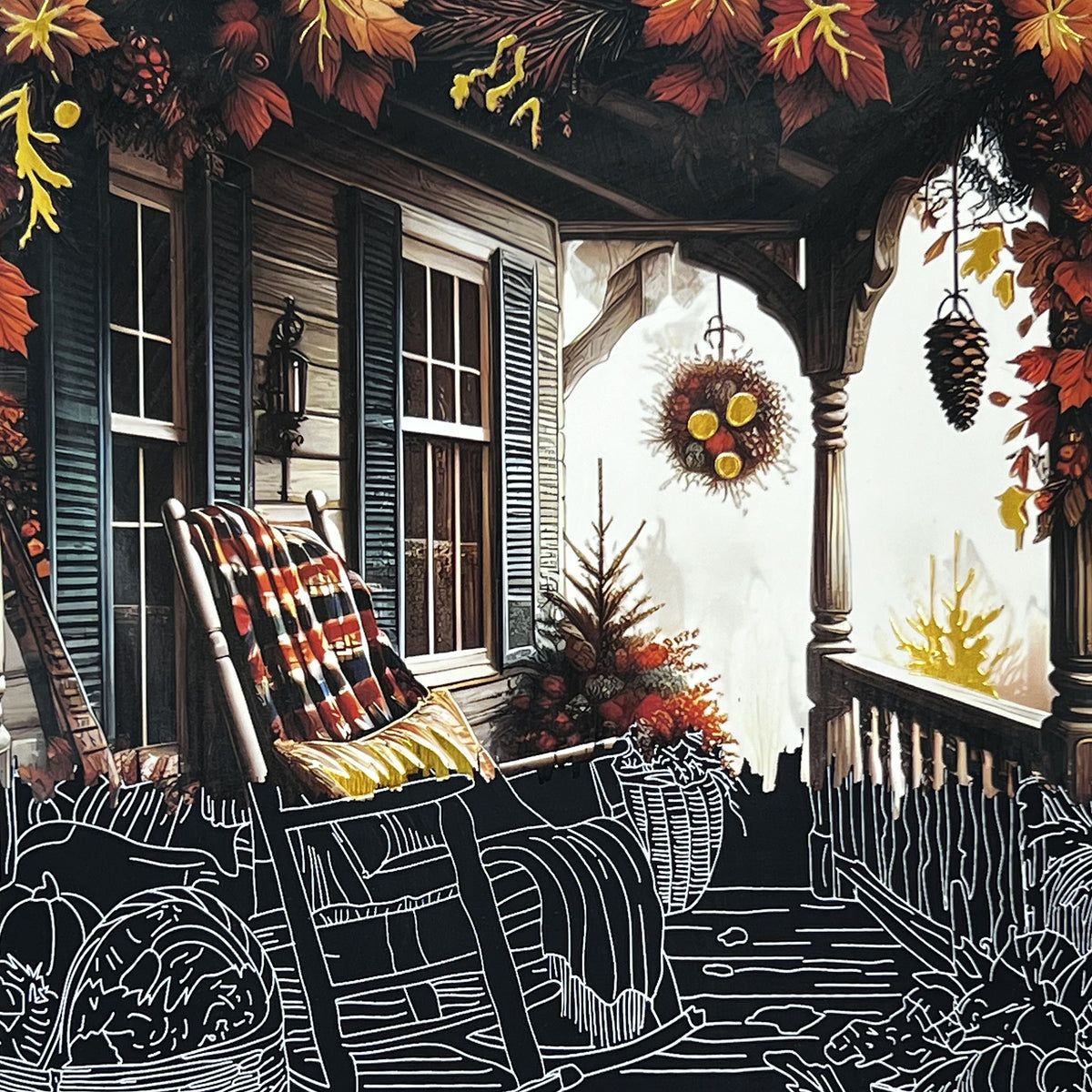 Scratch Art Paper Pad Fall Florals featuring autumn leaves and decorative designs