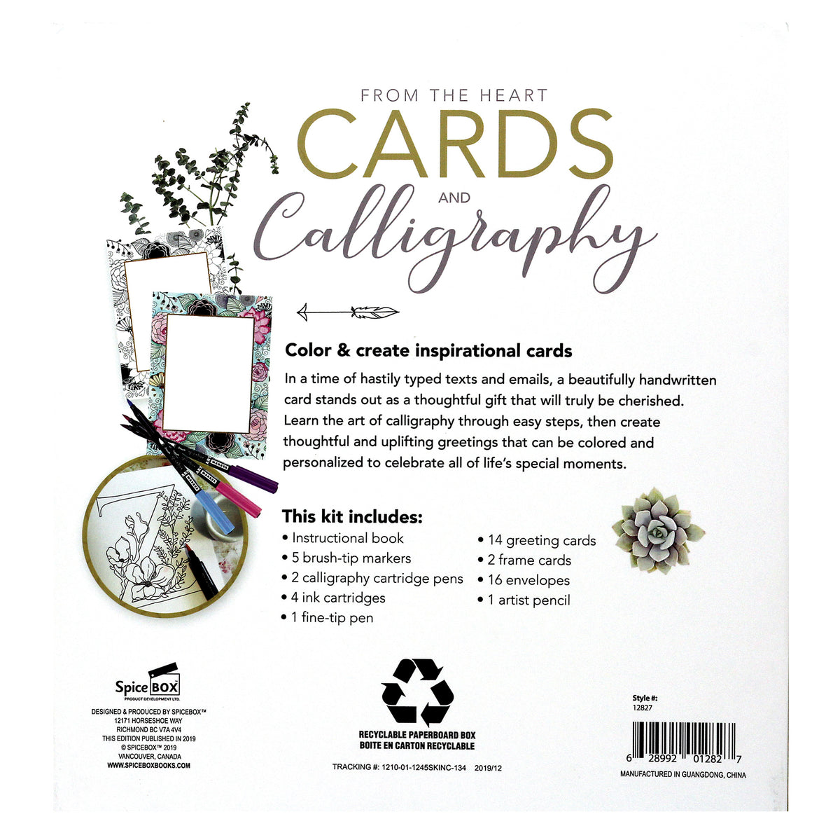 Sketch Plus Cards & Calligraphy kit with instructional book, markers, pens, greeting cards, and envelopes