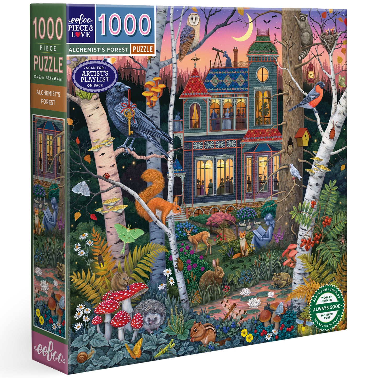 Piece&Love Alchemist's Forest 1000 Piece Puzzle with mystical forest cottage artwork