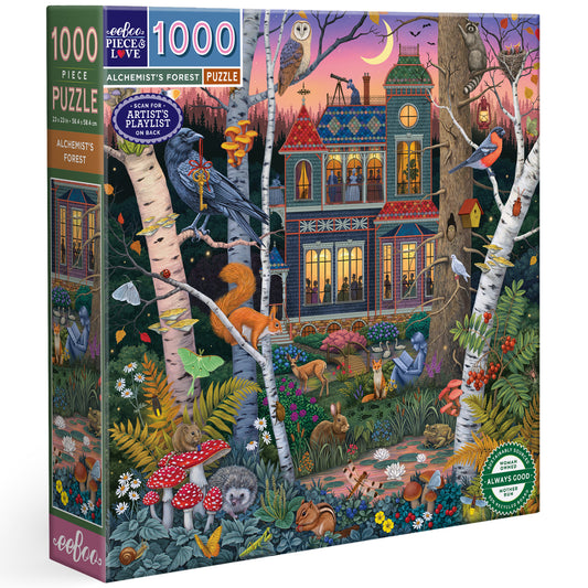 Piece&Love Alchemist's Forest 1000 Piece Puzzle with mystical forest cottage artwork