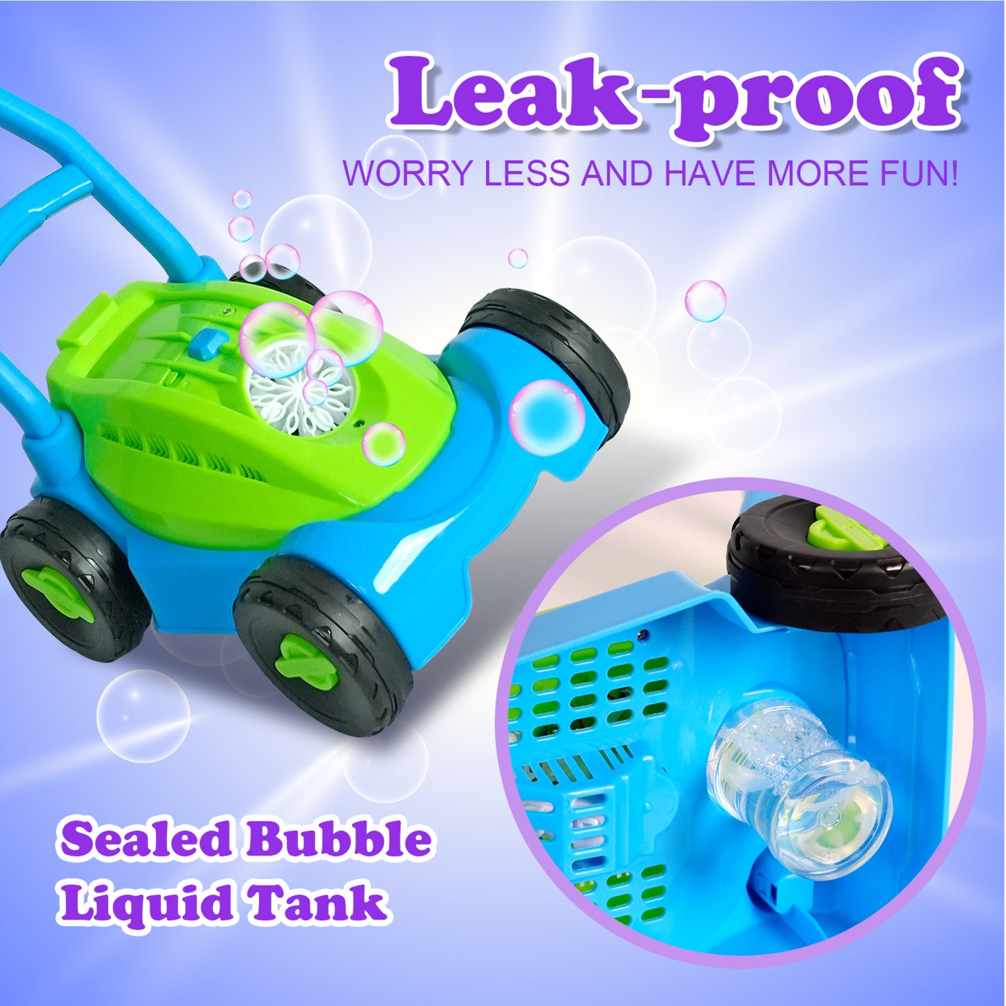 Easy Playhouse Bubbly Lawn Mower Machine, Outdoor Fun with Lights and Sounds