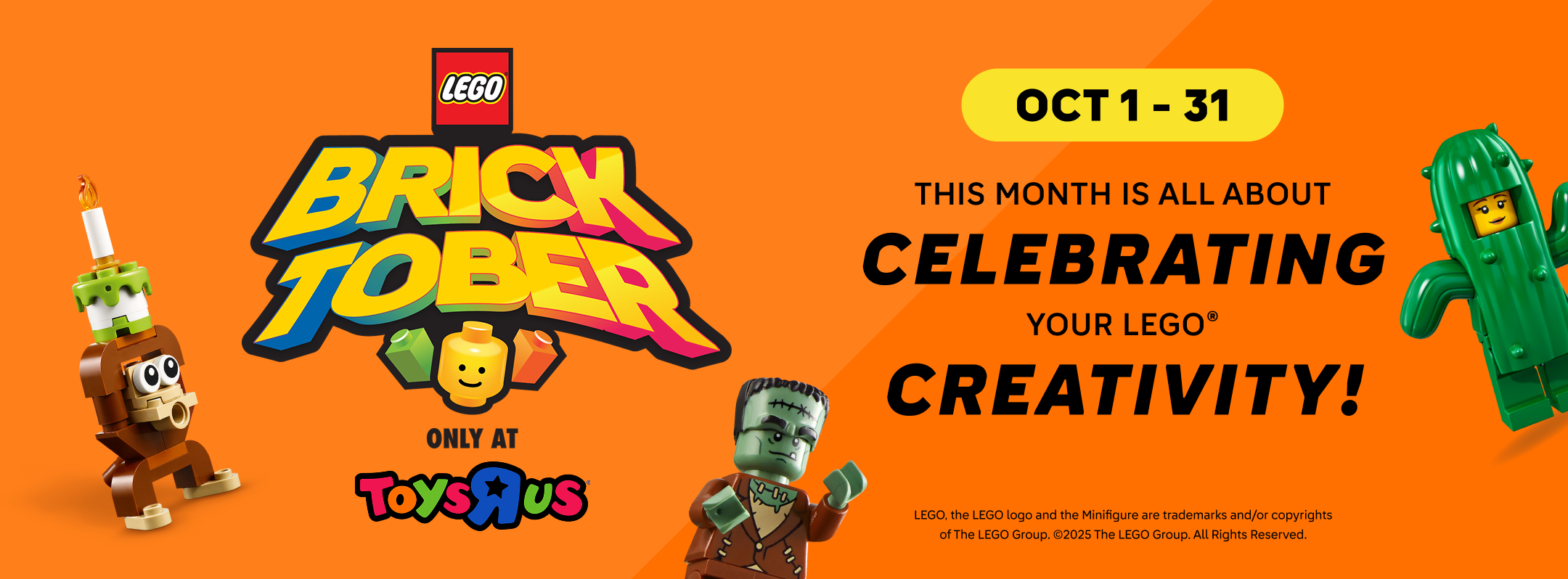 lego bricktober only at toys r us. Oct 1-31 this month is all about celebrating your lego creativity.