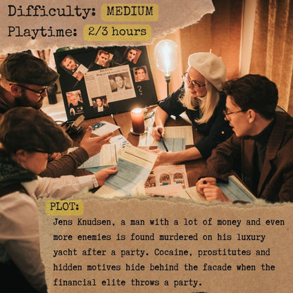 Detective For A Day Murder on the Luxury Yacht interactive party game with clue cards and investigation materials