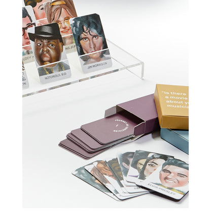 JOS: Guess The Musician card game with portrait cards and storage box