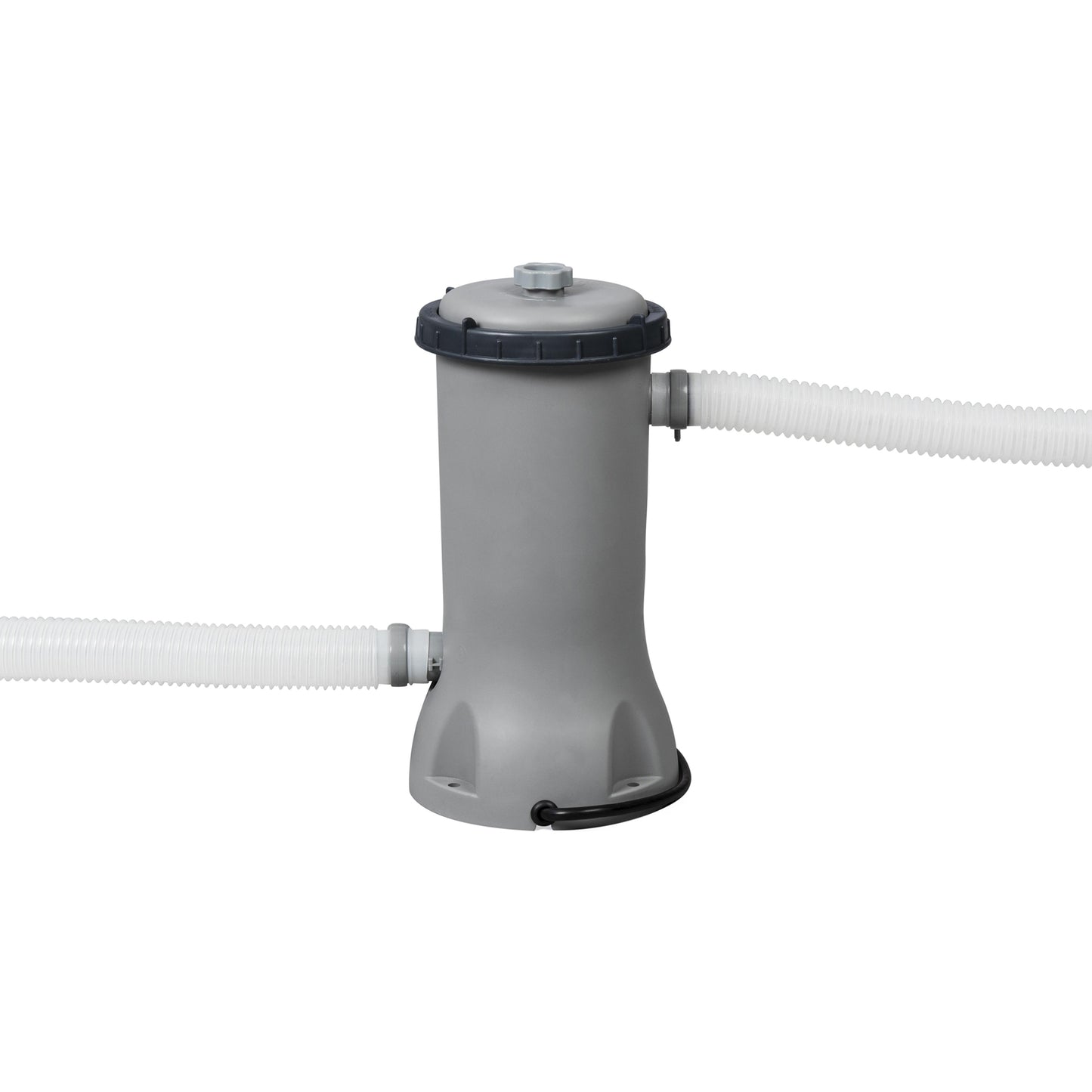 Steel Max Pro pool pump filter with white hose attachments