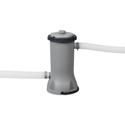 Steel Max Pro pool pump filter with white hose attachments