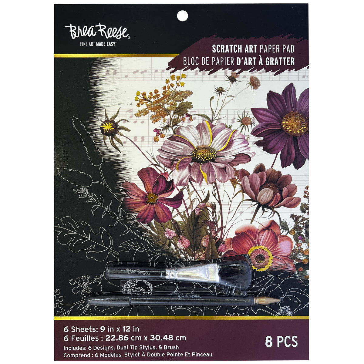 Scratch Art Paper Pad - Woodland Songs with dual tip stylus and brush tools