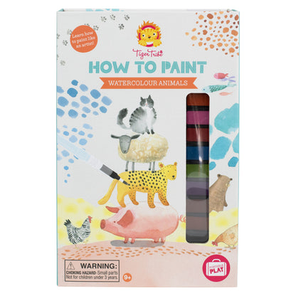 Tiger Tribe How to Paint Watercolor Animals kit with colorful paint set and animal illustrations