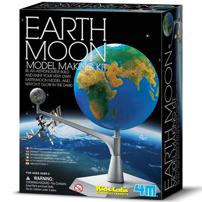 4M KidzLabs Earth Moon Model Making Kit with glow-in-dark Earth and Moon models
