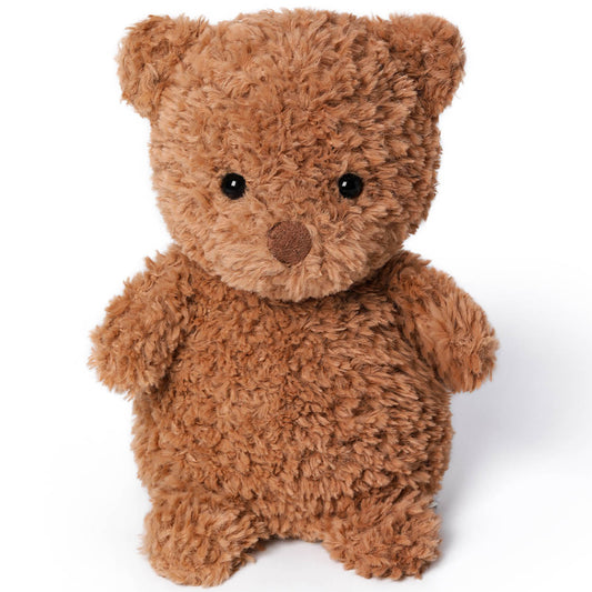 McHugs Swiss Roll Bear 7-inch plush toy, tan brown bear with black eyes and nose, sitting upright