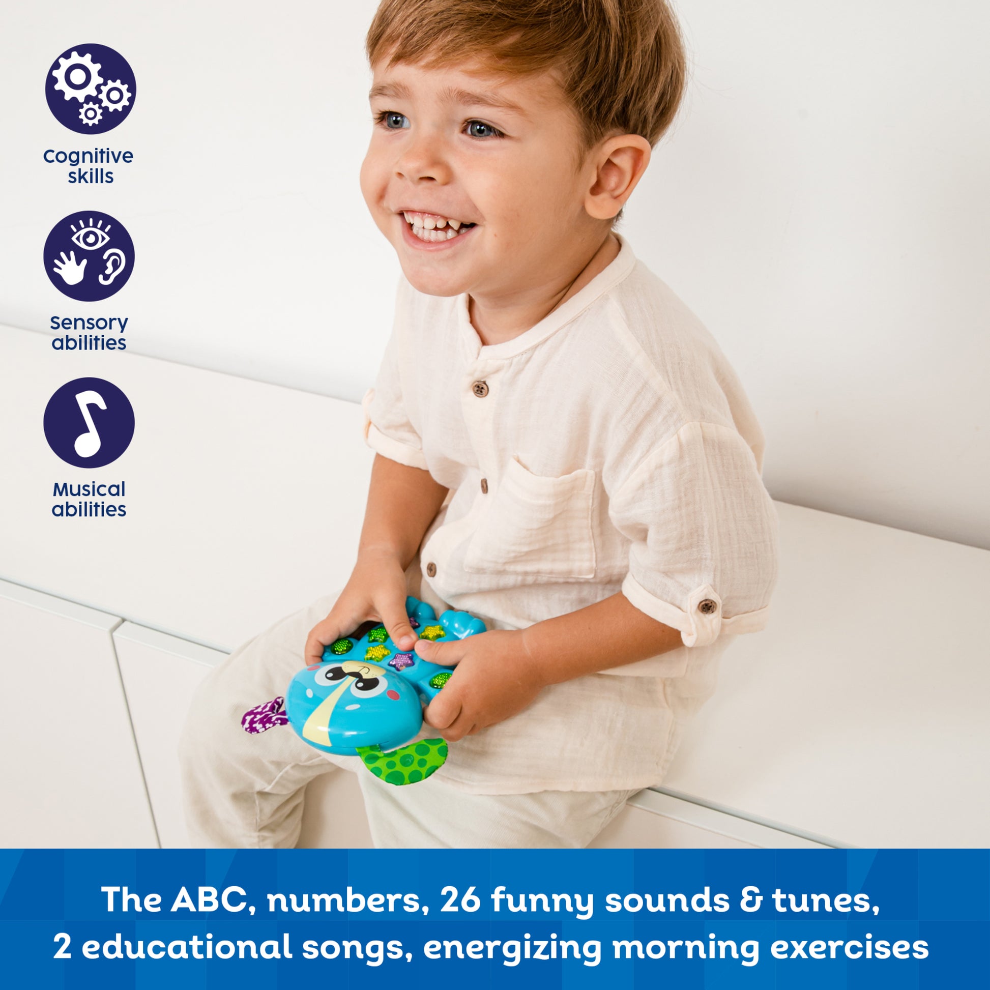 Kids Hits Musical Puppy blue interactive toy with lights and sounds for toddlers learning ABCs and numbers