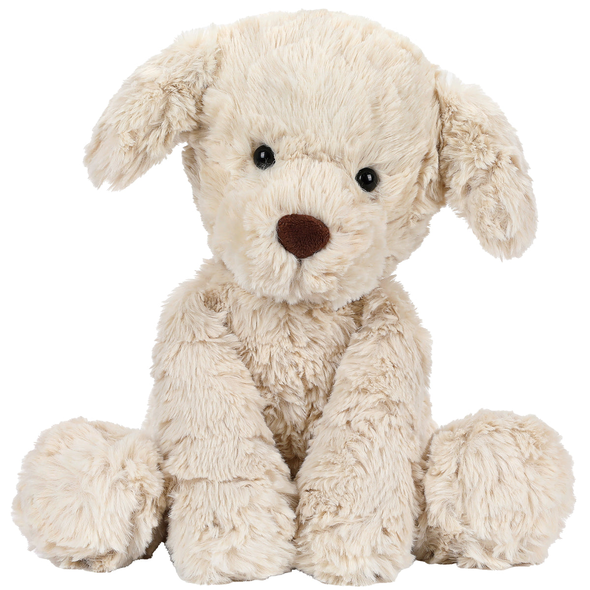 MCHUGS Madeline Cute Pet Plush Stuffed Animal, cream-colored puppy with brown nose and black eyes, sitting upright