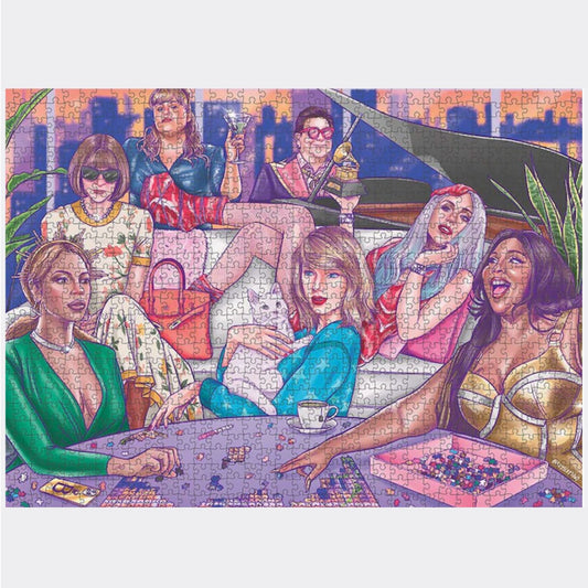 JOS 1000 Piece Puzzle A Night In - Colorful illustration of women at a social gathering