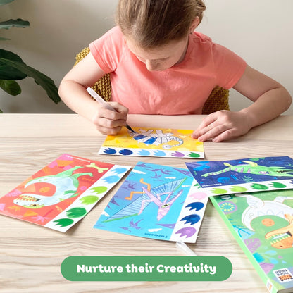 Tiger Tribe Dinosaur Watercolor Art Set with colorful illustrated pages and paint brush