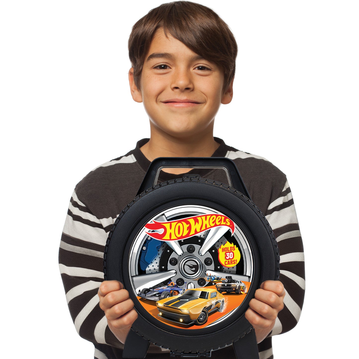 Mattel Hot Wheels 30-Car Portable Storage Case – Wheel-Shaped 1:64 Scale Organizer