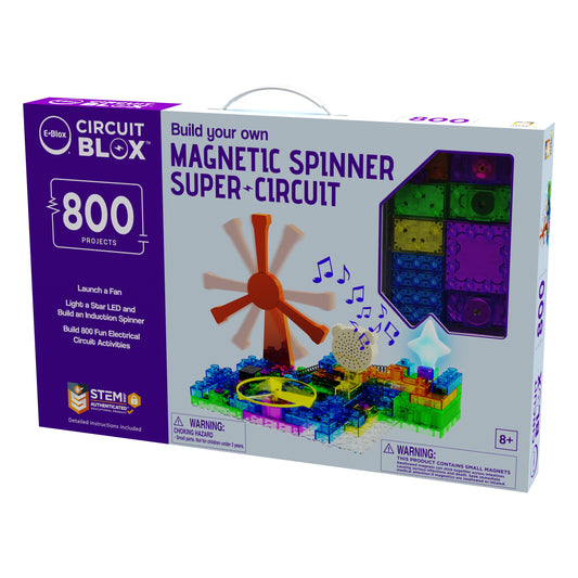 E-Blox Circuit Blox 800 Projects STEM Kit with magnetic spinner super-circuit and colorful building blocks