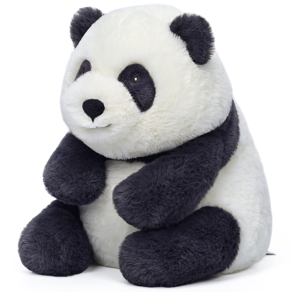 MCHugs Forest Series Smiling Panda Momo 9.8-inch plush toy with black and white coloring and friendly expression