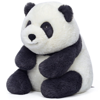 MCHugs Forest Series Smiling Panda Momo 9.8-inch plush toy with black and white coloring and friendly expression