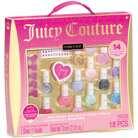Juicy Couture Nail Polish Chic Design Set with 14 colors and nail stickers