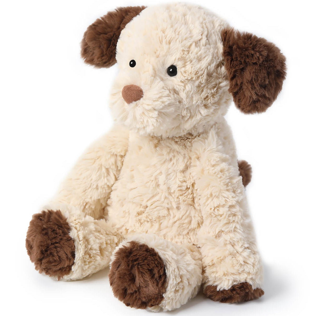 MCHUGS Toffee Dog Cute Pet Plush 9.8-Inch in cream and brown, sitting upright with black eyes and brown nose