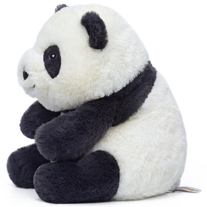 MCHugs Forest Series Smiling Panda Momo 9.8-inch plush toy with white and black coloring and friendly smile