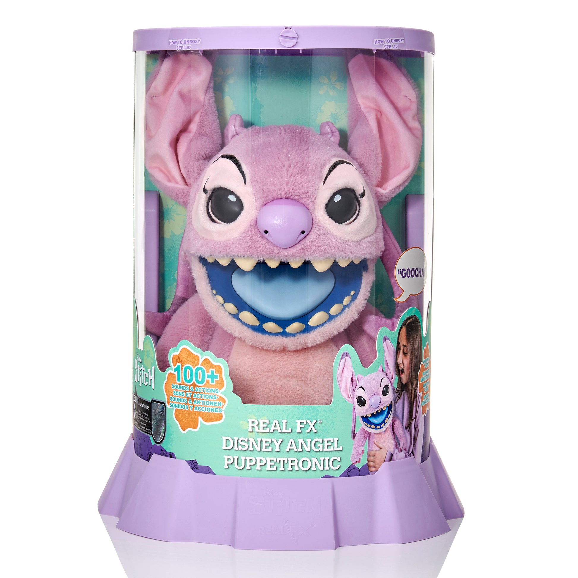 Disney RealFX Angel Puppet with pink fur, interactive mouth, and 100+ sounds and actions