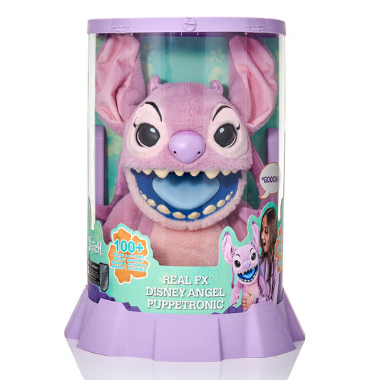 Disney RealFX Angel Puppet with pink fur, interactive mouth, and 100+ sounds and actions